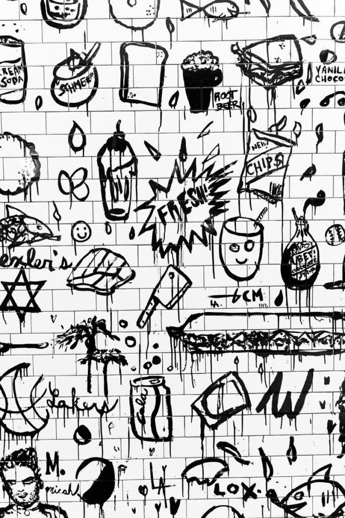 black and white abstract doodle