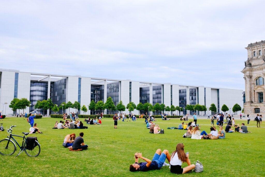 students sitting in campus
